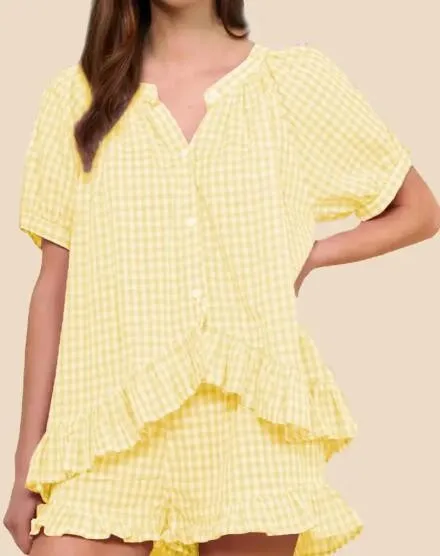 Miss Sparkling |Gingham Ruffle Pajama Set sold by Zulily product image thumbnail 5