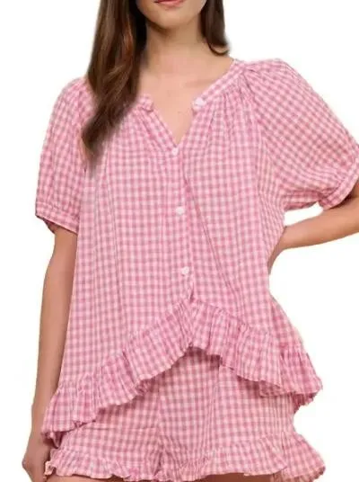Miss Sparkling |Gingham Ruffle Pajama Set sold by Zulily product image thumbnail 2