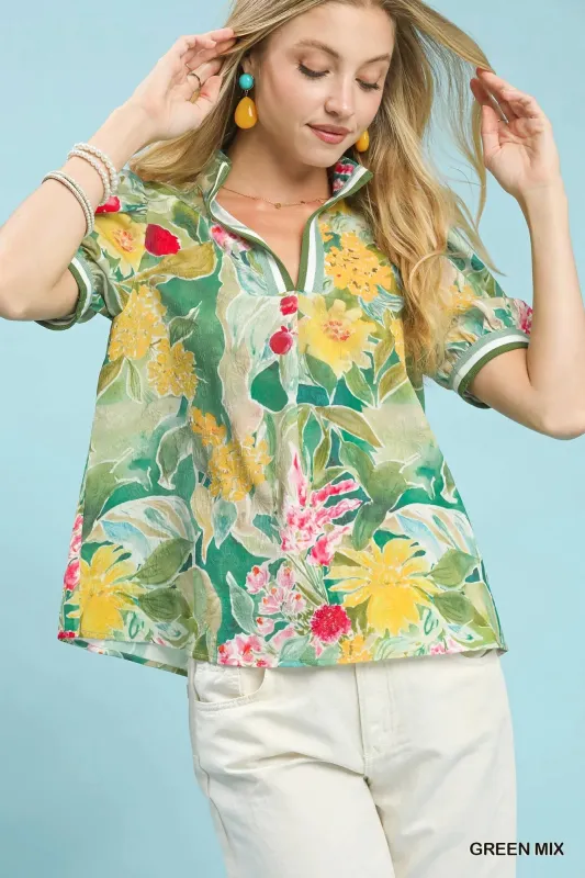 Umgee Jacquard Bloomscape Print Top made by Zulily