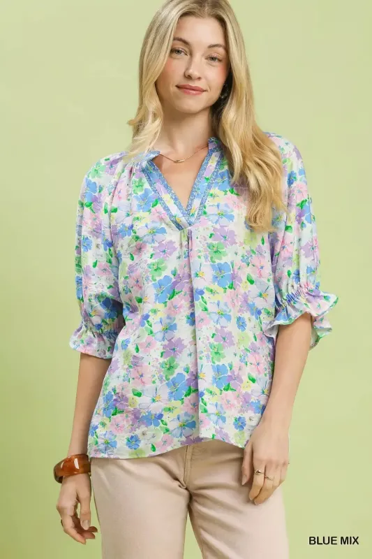 Umgee Mix Floral Print Ruffle Top made by Zulily