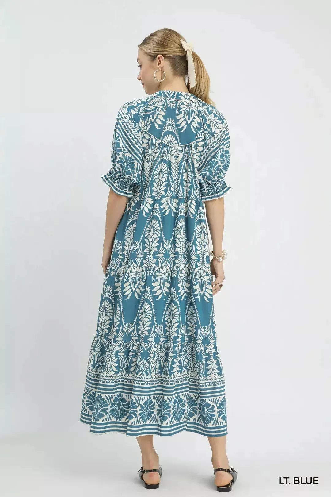 Umgee Two-tone Border Print Midi Dress sold by Zulily product image thumbnail 4
