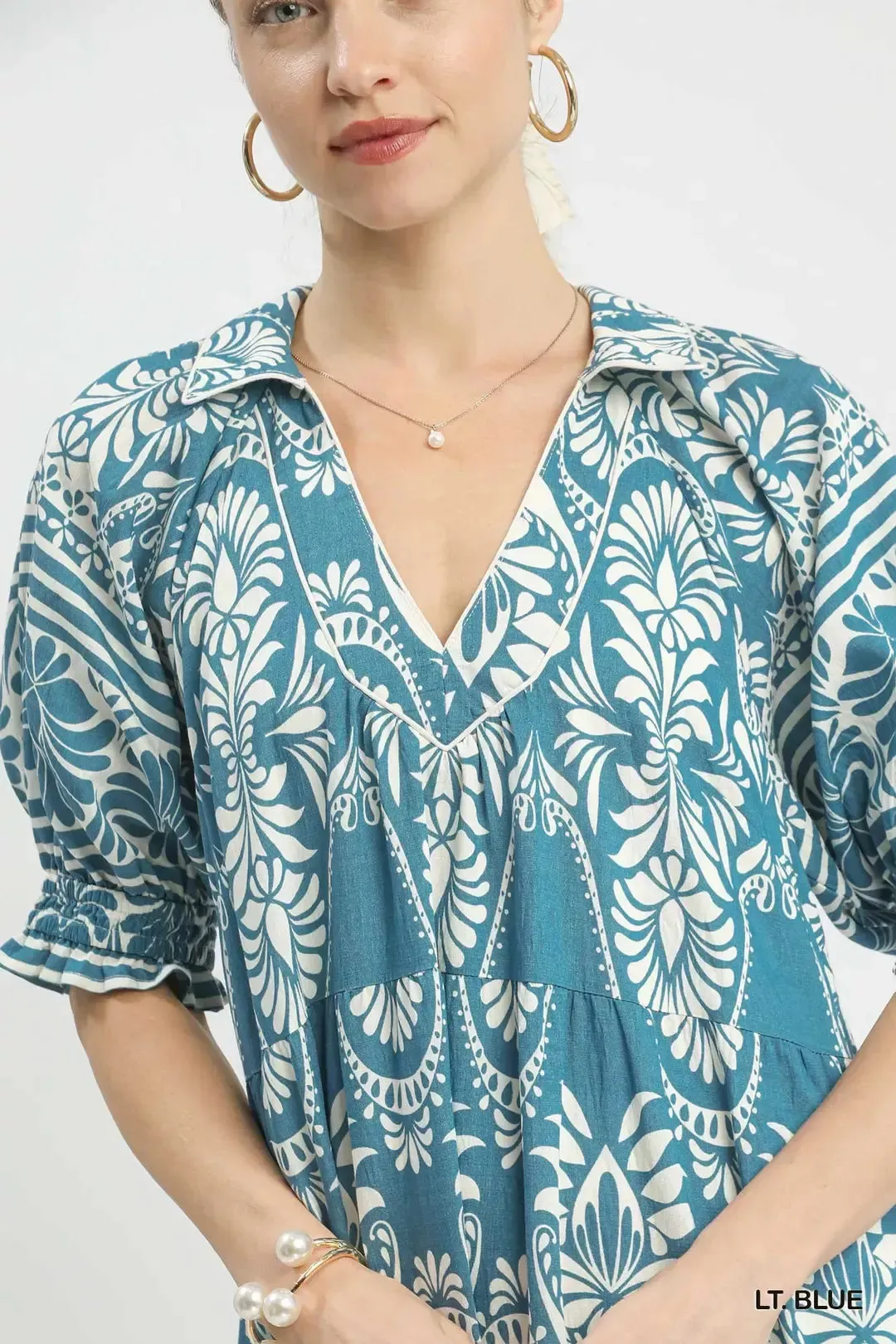 Umgee Two-tone Border Print Midi Dress sold by Zulily product image thumbnail 5