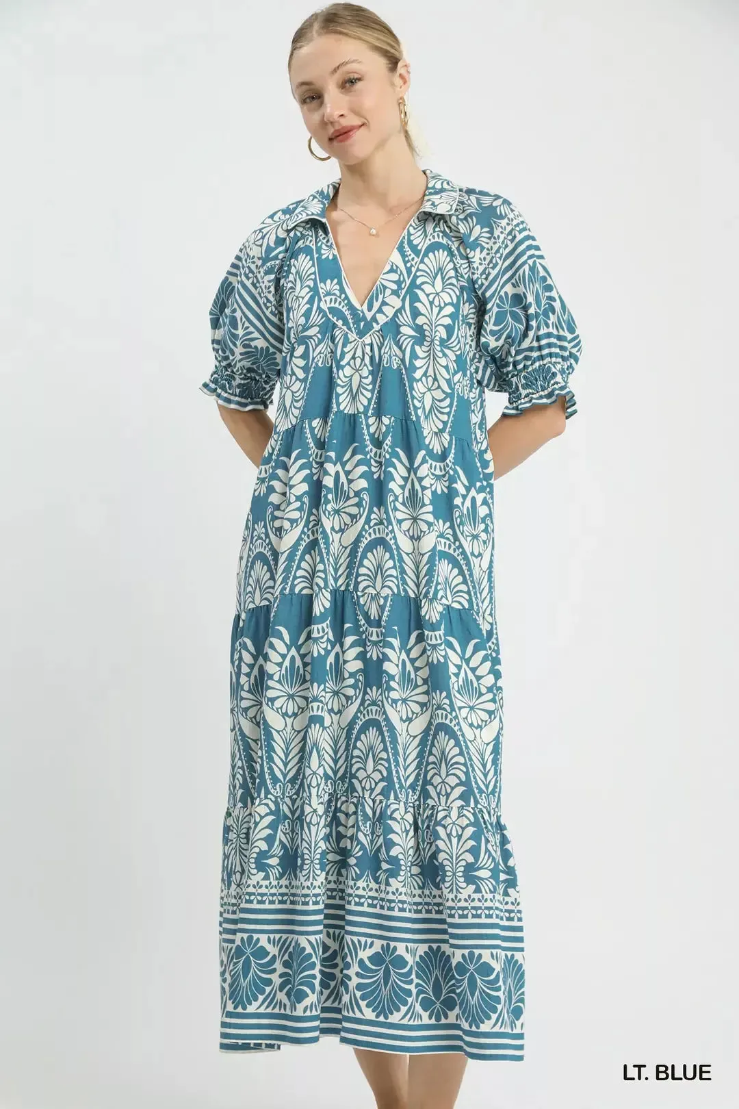 Umgee Two-tone Border Print Midi Dress sold by Zulily product image thumbnail 2
