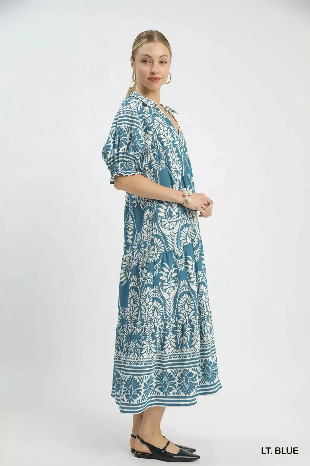 Umgee Two-tone Border Print Midi Dress sold by Zulily product image thumbnail 3