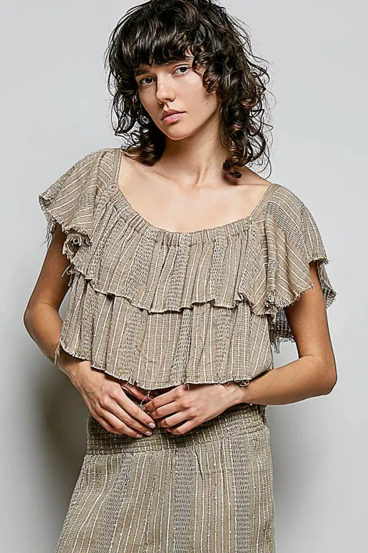 POL Off-Shoulder Ruffle Crop Top made by Zulily
