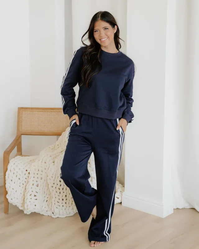 Varsity Pullover Wide Leg Pants 2pcs Outfit - Blue made by Zulily