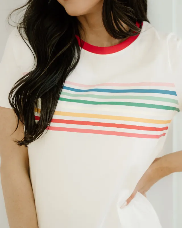 Melanie Rainbow Stripe Print Crewneck T Shirt made by Zulily