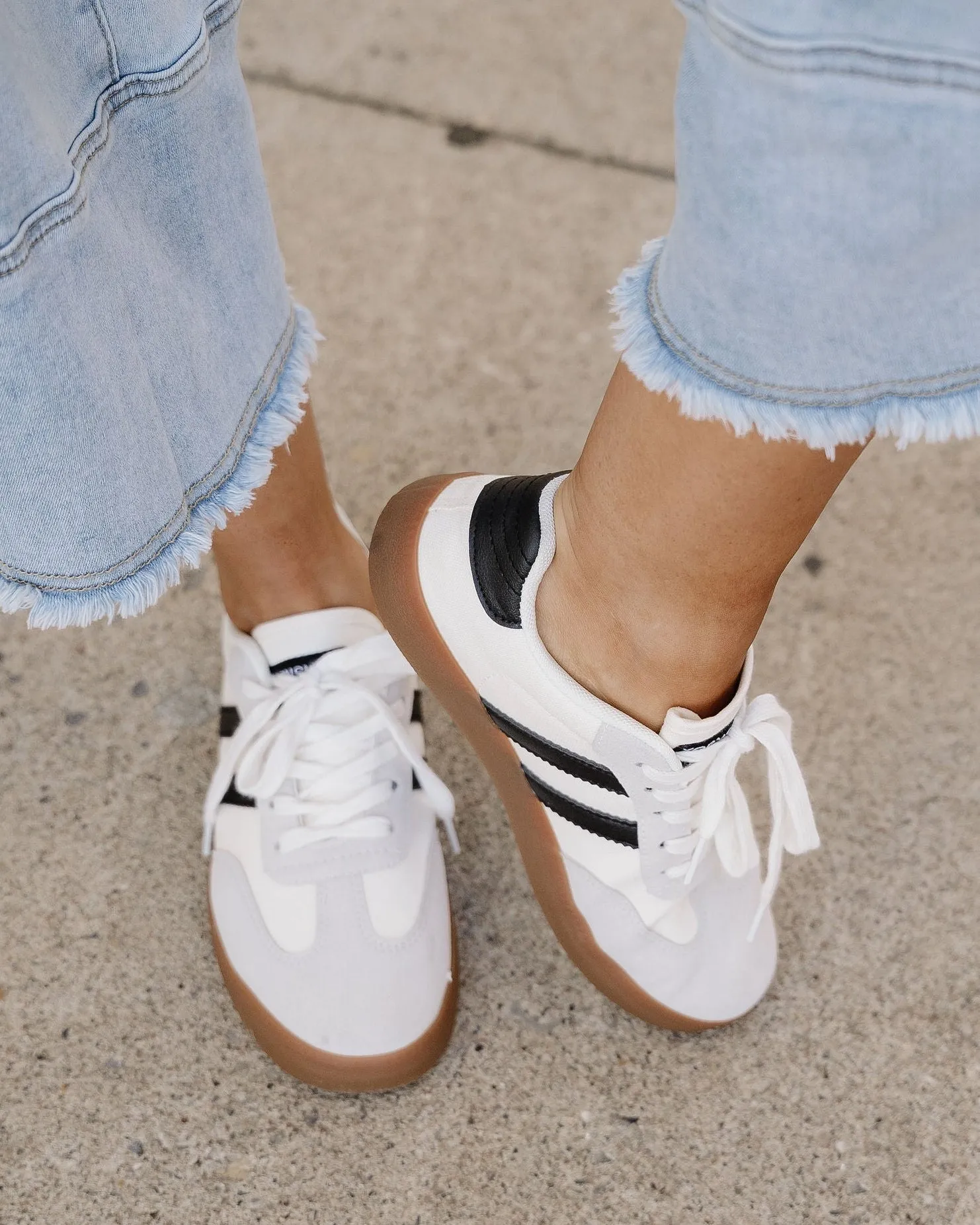 Leah Striped Lace Up Flat Sneakers sold by Zulily product image thumbnail 3