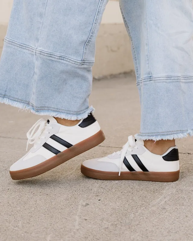 Leah Striped Lace Up Flat Sneakers made by Zulily