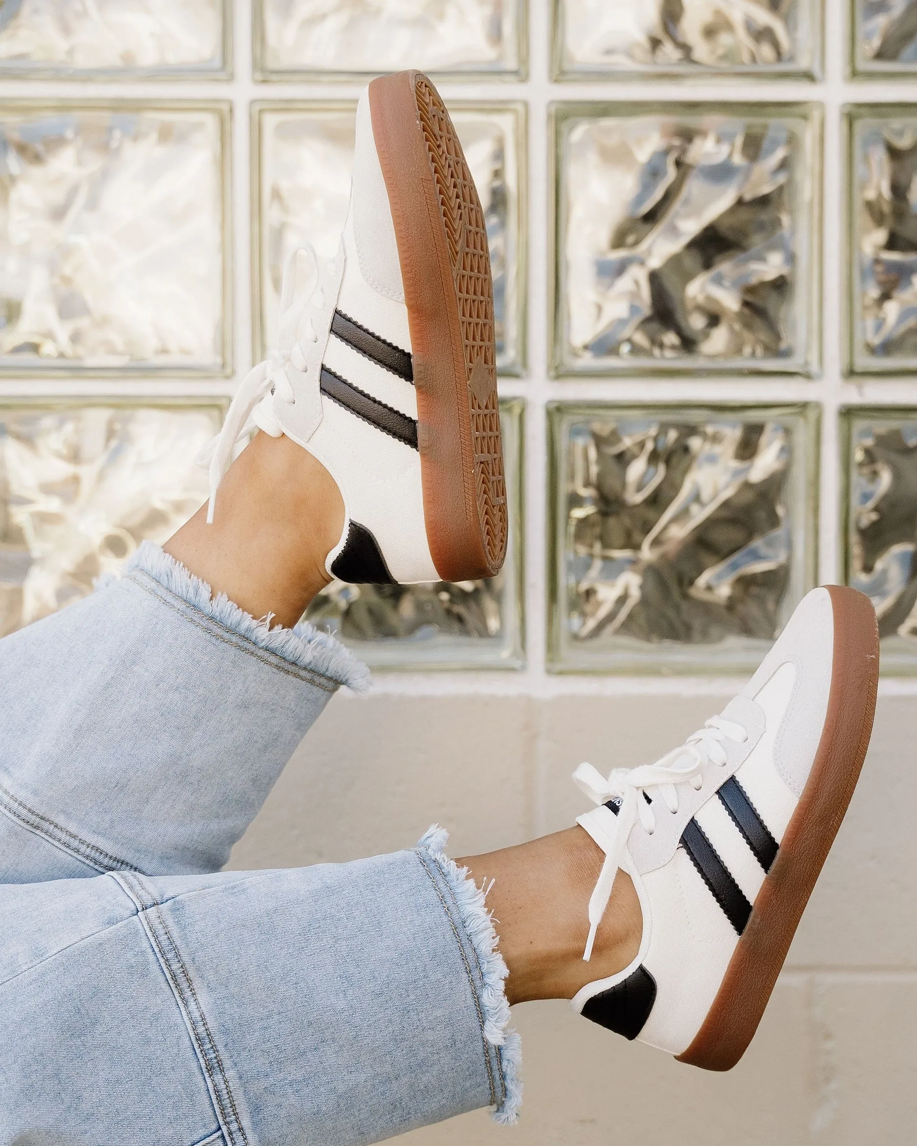 Leah Striped Lace Up Flat Sneakers sold by Zulily product image thumbnail 2