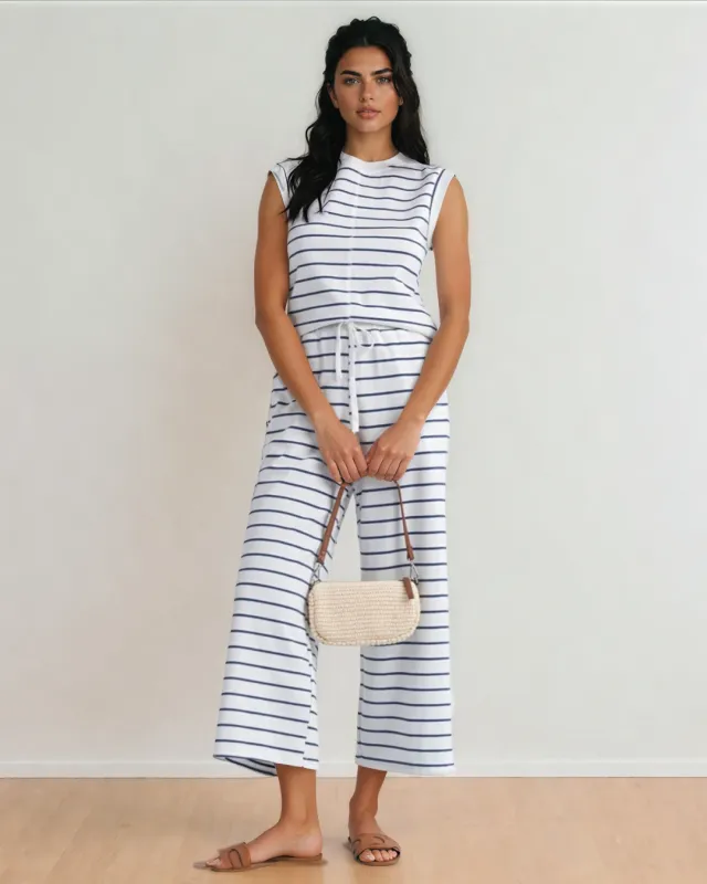 Clementine Striped Tee and Wide Leg Pants Set - Blue made by Zulily