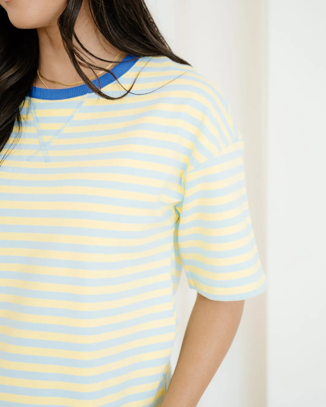 Elsa Stripe Drop Shoulder Boxy Casual Terry Short Set - Yellow sold by Zulily product image thumbnail 5