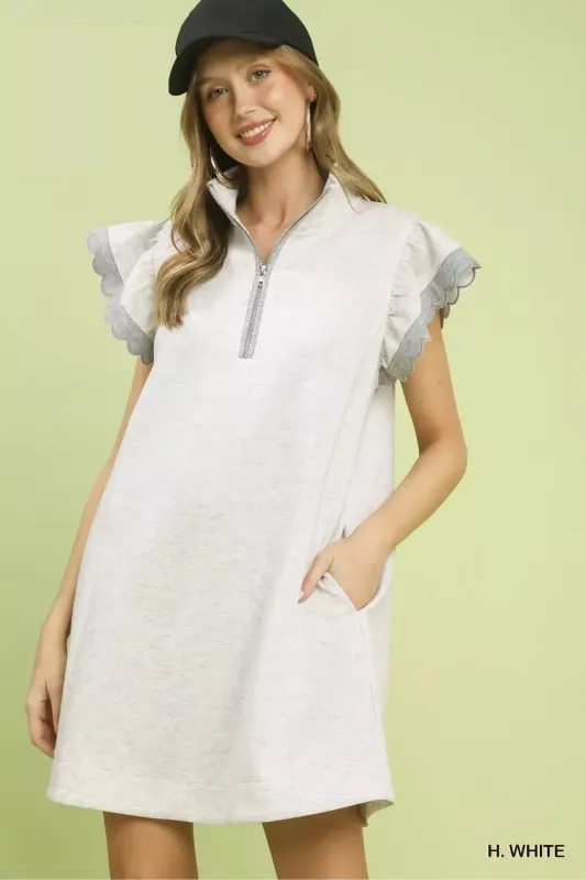 Umgee Zip-Neck Flutter Sleeve Dress made by Zulily