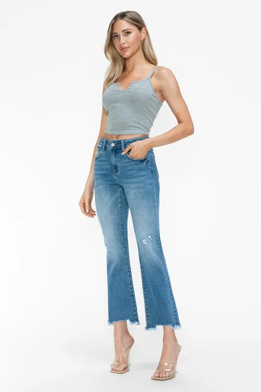 bytos Raw Hem Distressed Mid Rise Crop Jeans sold by Zulily product image thumbnail 5