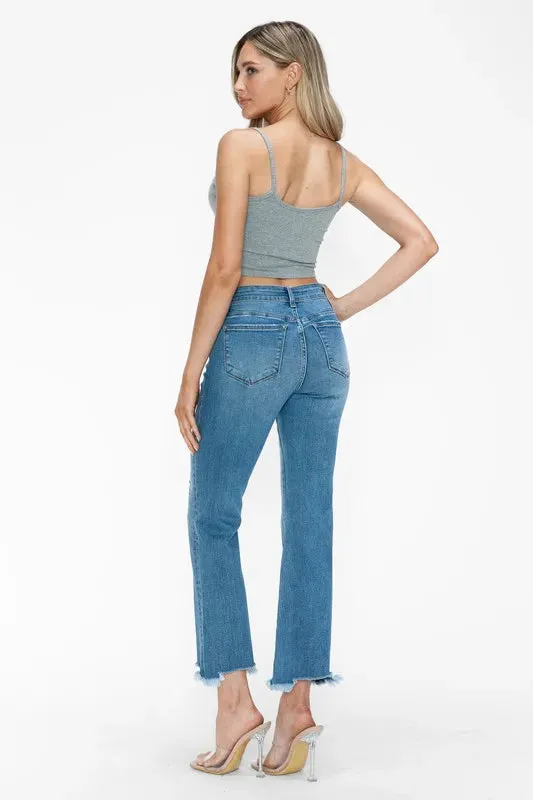 bytos Raw Hem Distressed Mid Rise Crop Jeans sold by Zulily product image thumbnail 3