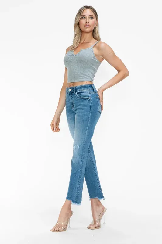 bytos Raw Hem Distressed Mid Rise Crop Jeans sold by Zulily product image thumbnail 4