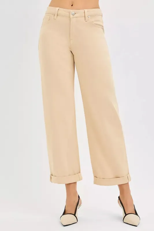 RISEN Tummy Control Mid Rise Ankle Barrel Relaxed Baggy made by Zulily