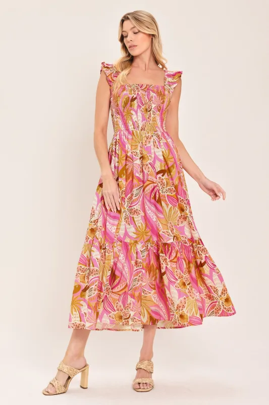 Cabana Crush Woven Midi Dress made by Flying Tomato