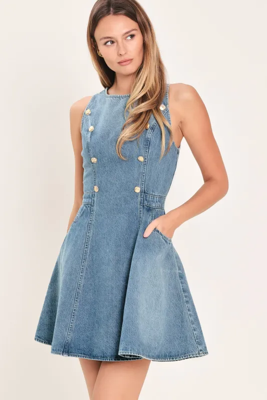Classic Chic Denim Mini Dress made by Flying Tomato