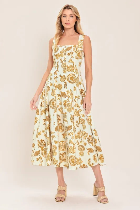 Citrus Coast Woven Midi Dress made by Flying Tomato