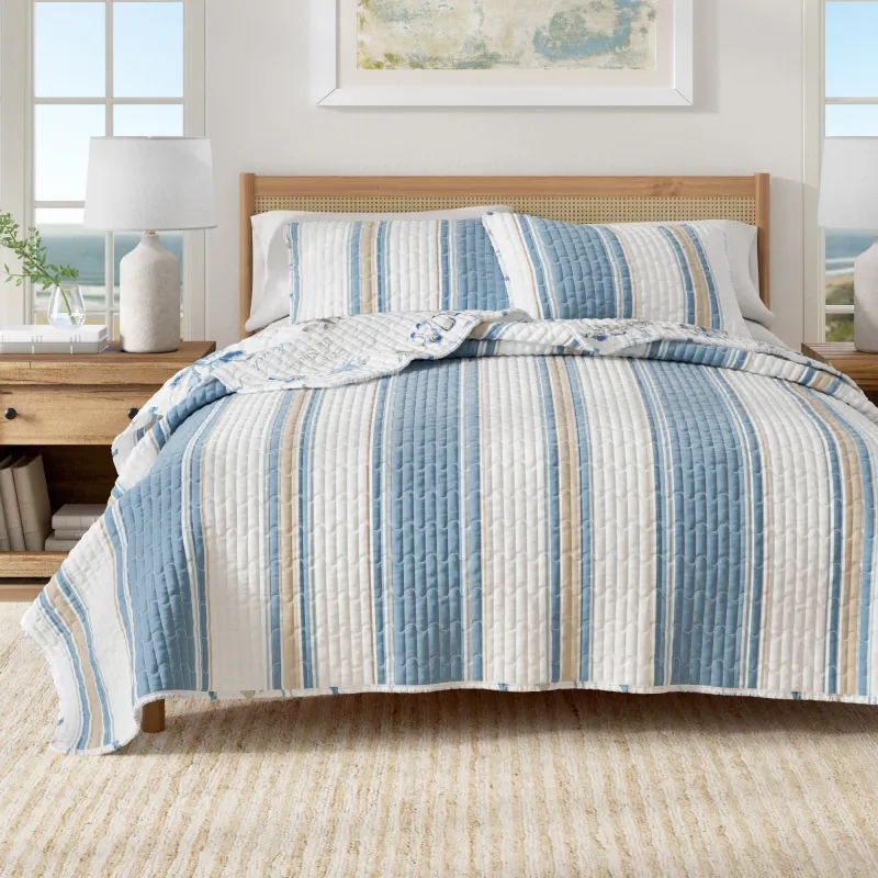 Stripe & Ocean Story Coastal Quilt Set - New Castle Collection made by Zulily