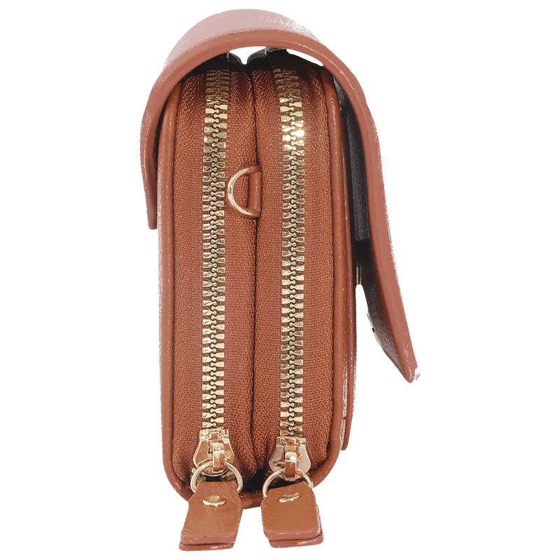 Donna & Becky Leilani Double Zipper Phone Crossbody W/Metal Bar made by Zulily
