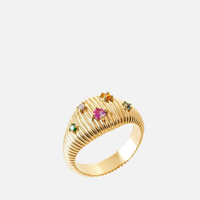 Solaris Multicolor Stone Ribbed Ring made by Zulily
