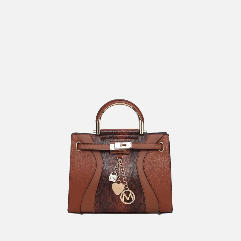 Cassia Snake embossed Satchel Bag made by Zulily