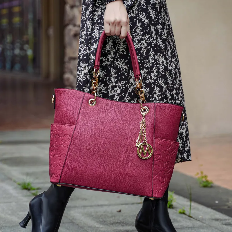 Merlina Embossed Tote Bag and Set made by Zulily