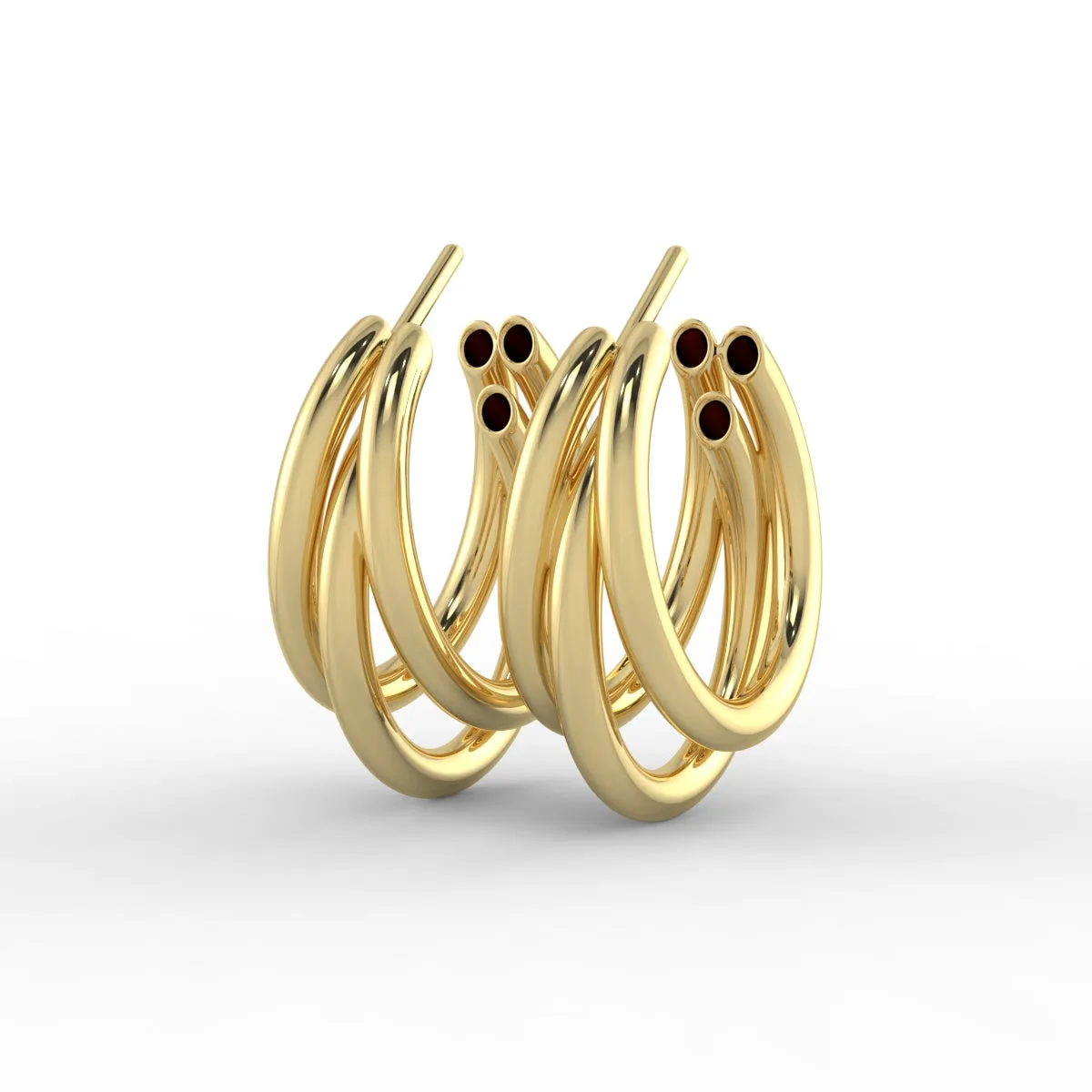 Triple Chunky Hoop Gold Plated Earrings with Gift Pouch sold by Zulily product image thumbnail 3