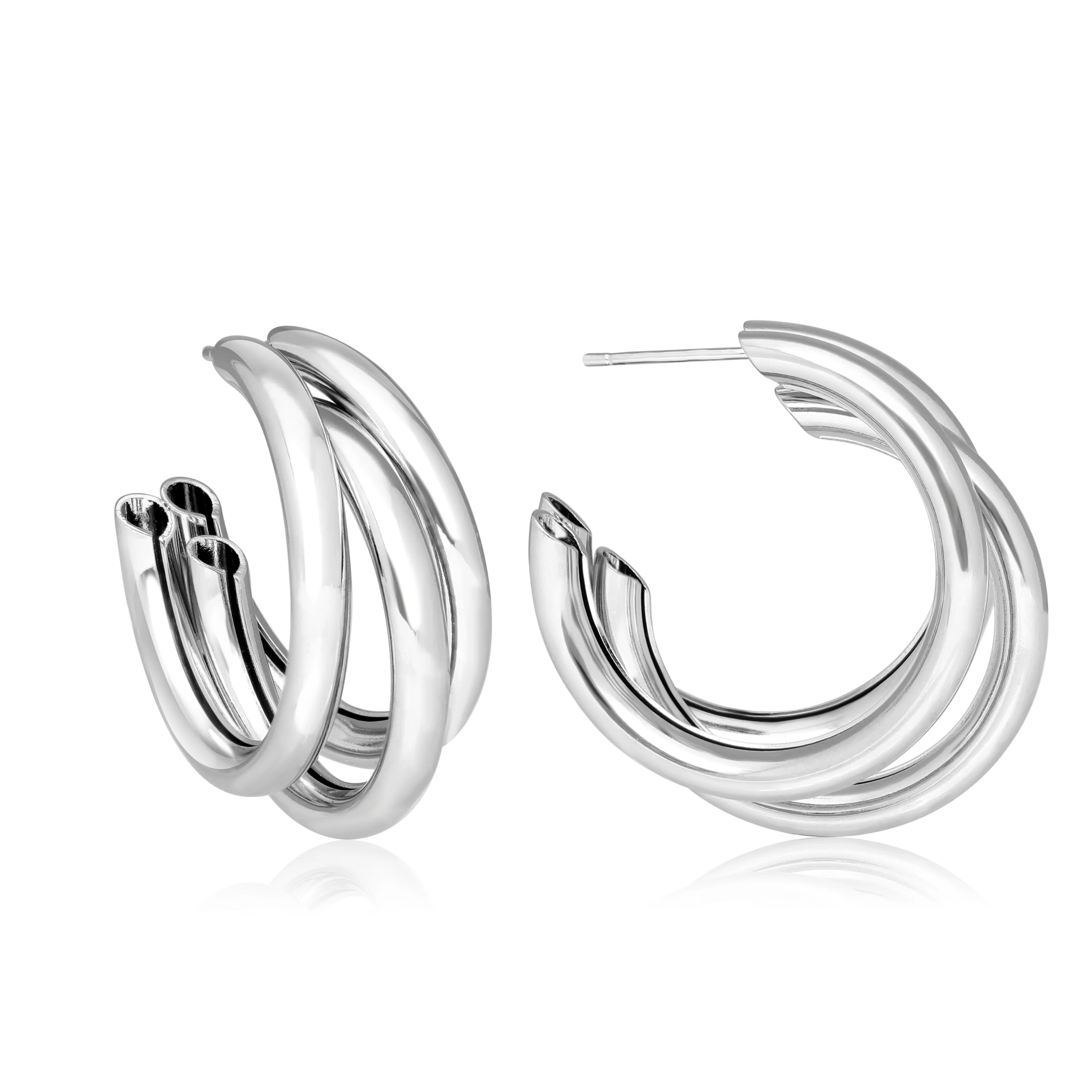 Triple Chunky Hoop Gold Plated Earrings with Gift Pouch sold by Zulily product image thumbnail 2