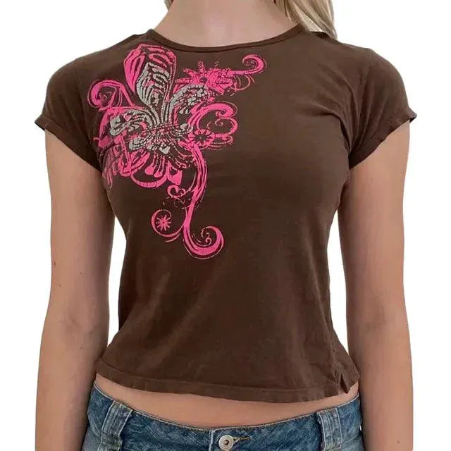 Ladies' Retro Print Crop Tee sold by Zulily product image thumbnail 4