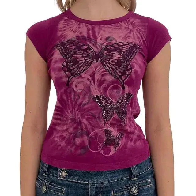 Ladies' Retro Print Crop Tee sold by Zulily product image thumbnail 2