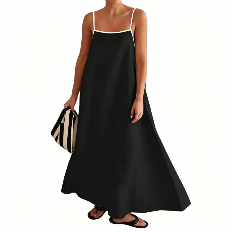 Women's Sleeveless Spaghetti Strap A-Line Dress made by Leo Rosi