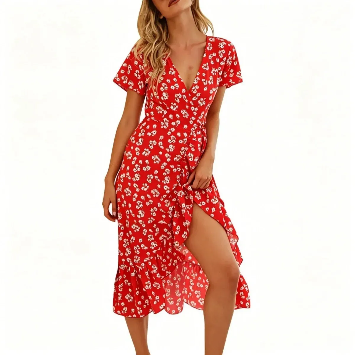 Women's Floral Wrap Midi Dress sold by Zulily product image thumbnail 3