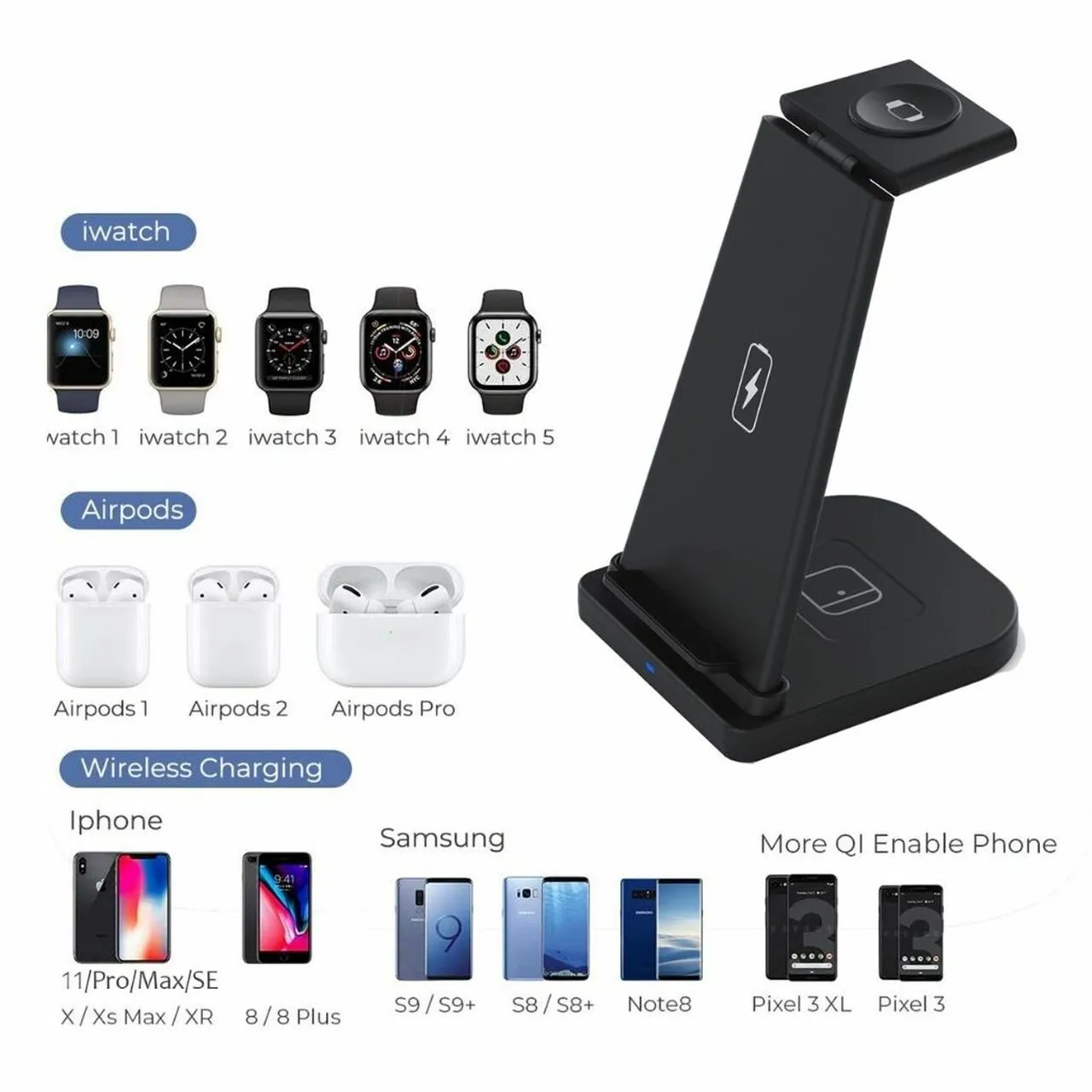 3-in-1 Fast Wireless Charging Stand for Phones, Apple Watch & AirPods sold by Zulily product image thumbnail 5