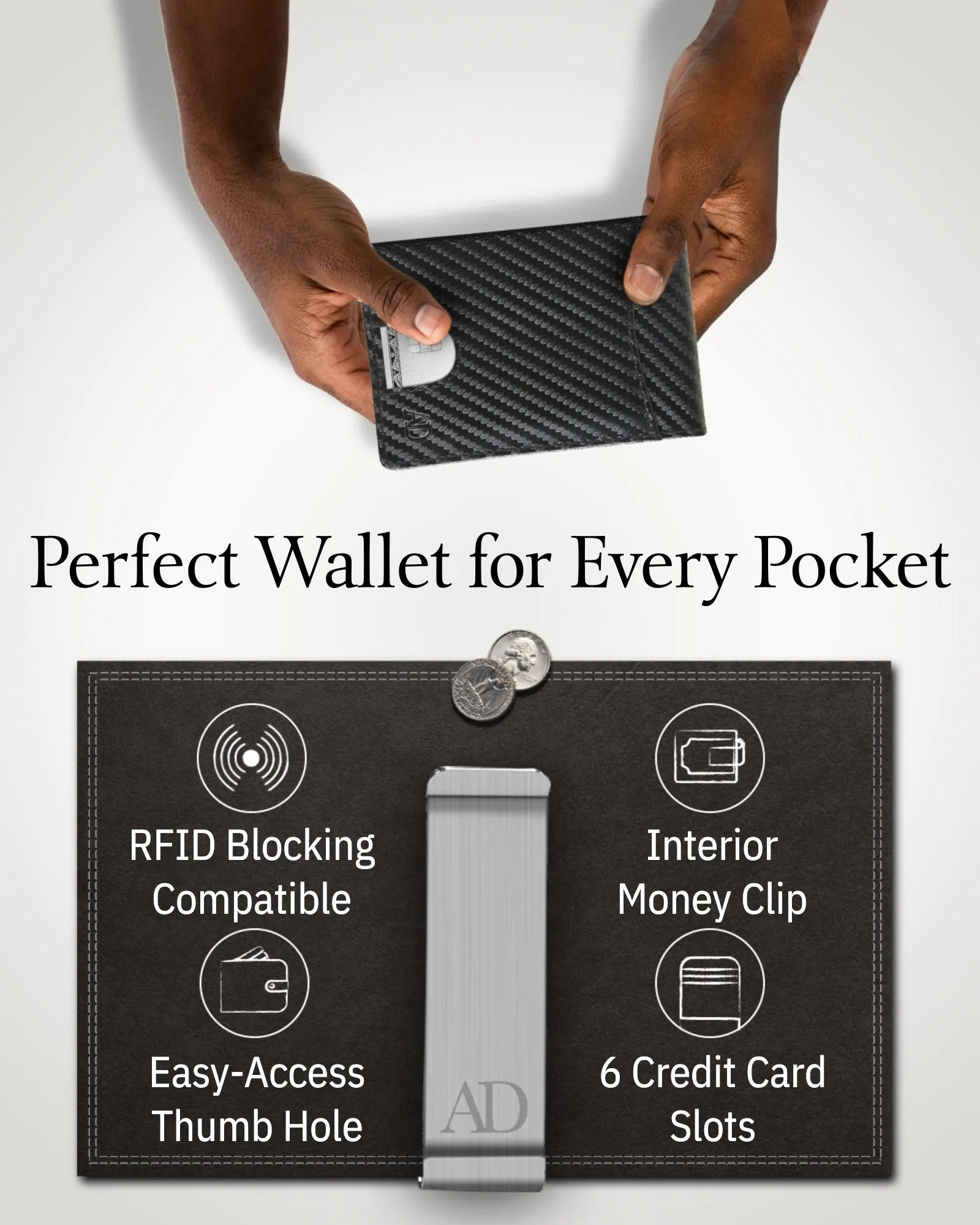 Slim Money Clip Bifold Wallet sold by Zulily product image thumbnail 4