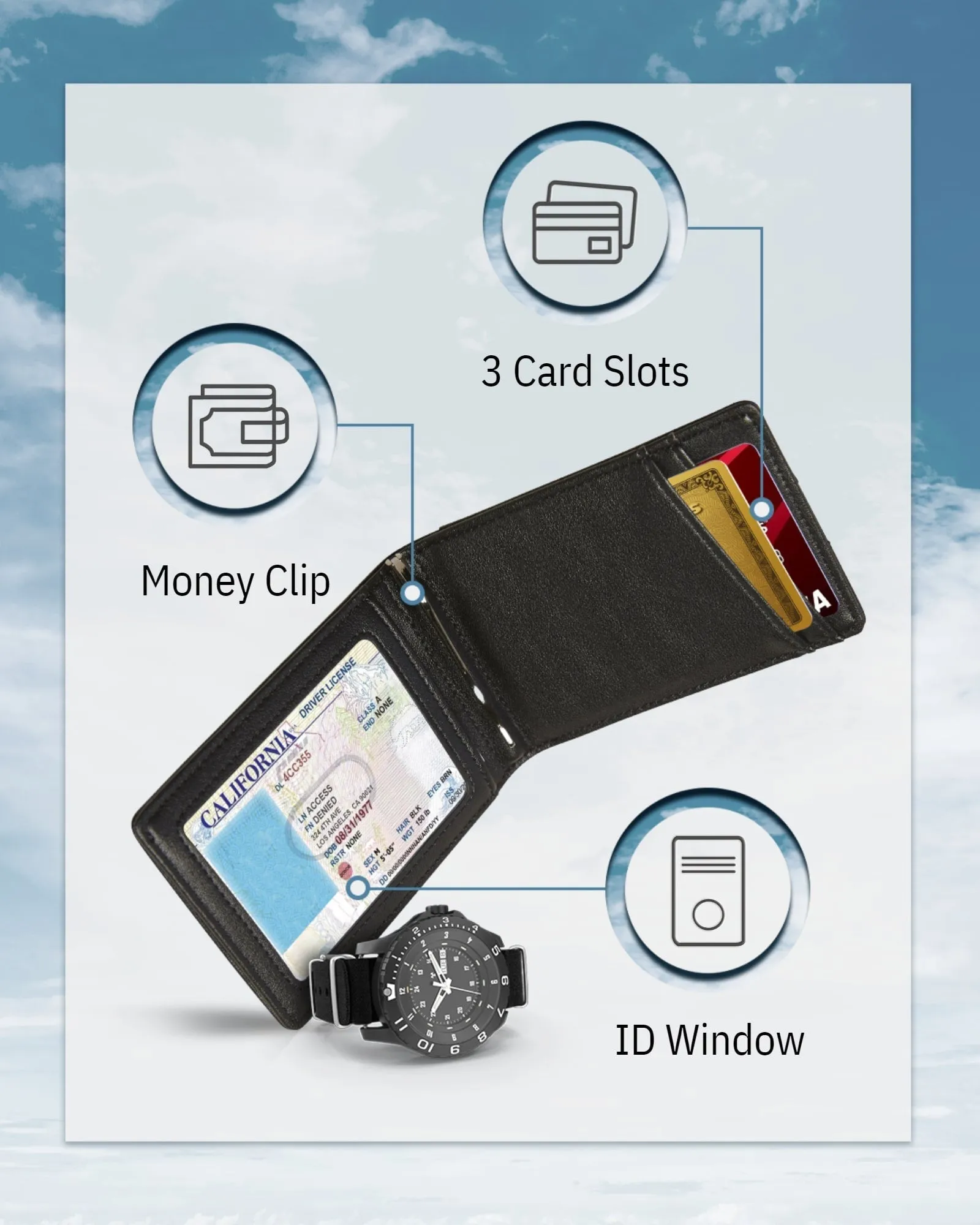 Money Clip Bifold Wallet W/ Pull Strap sold by Zulily product image thumbnail 3