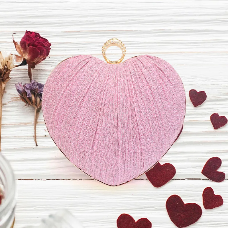 Sparkle Fabric Heart Fold Clutch / Evening Bag / Crossbody Bag made by Zulily
