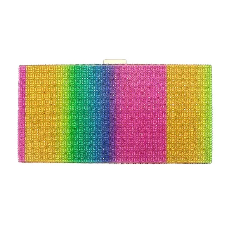 Rainbow Bling Rectangle Evening Clutch Crossbody Bag sold by Zulily