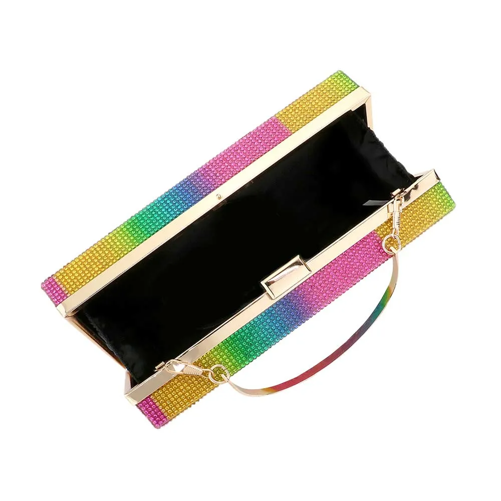 Rainbow Bling Rectangle Evening Clutch Crossbody Bag sold by Zulily product image thumbnail 2