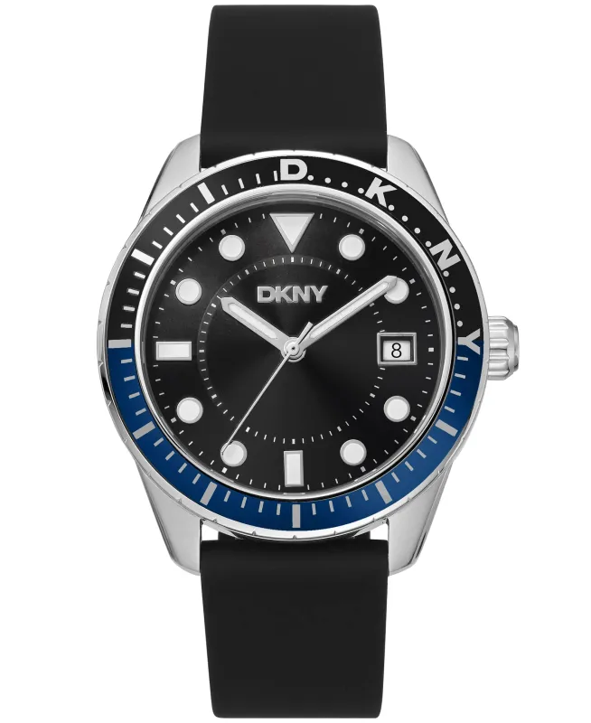 Dkny Men Watch, Silver Color Case, Black Dial, Black Silicone Strap, 3 Hands Date, 10 Atm made by DKNY