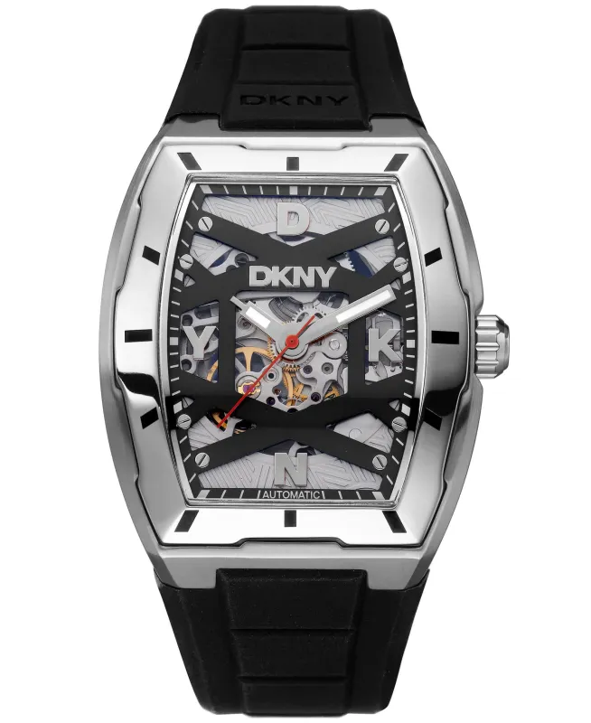 Dk1g048p0025 ACTIVE Urban Automatic Silicone Strap Black Dial Silver Men's Watch made by DKNY