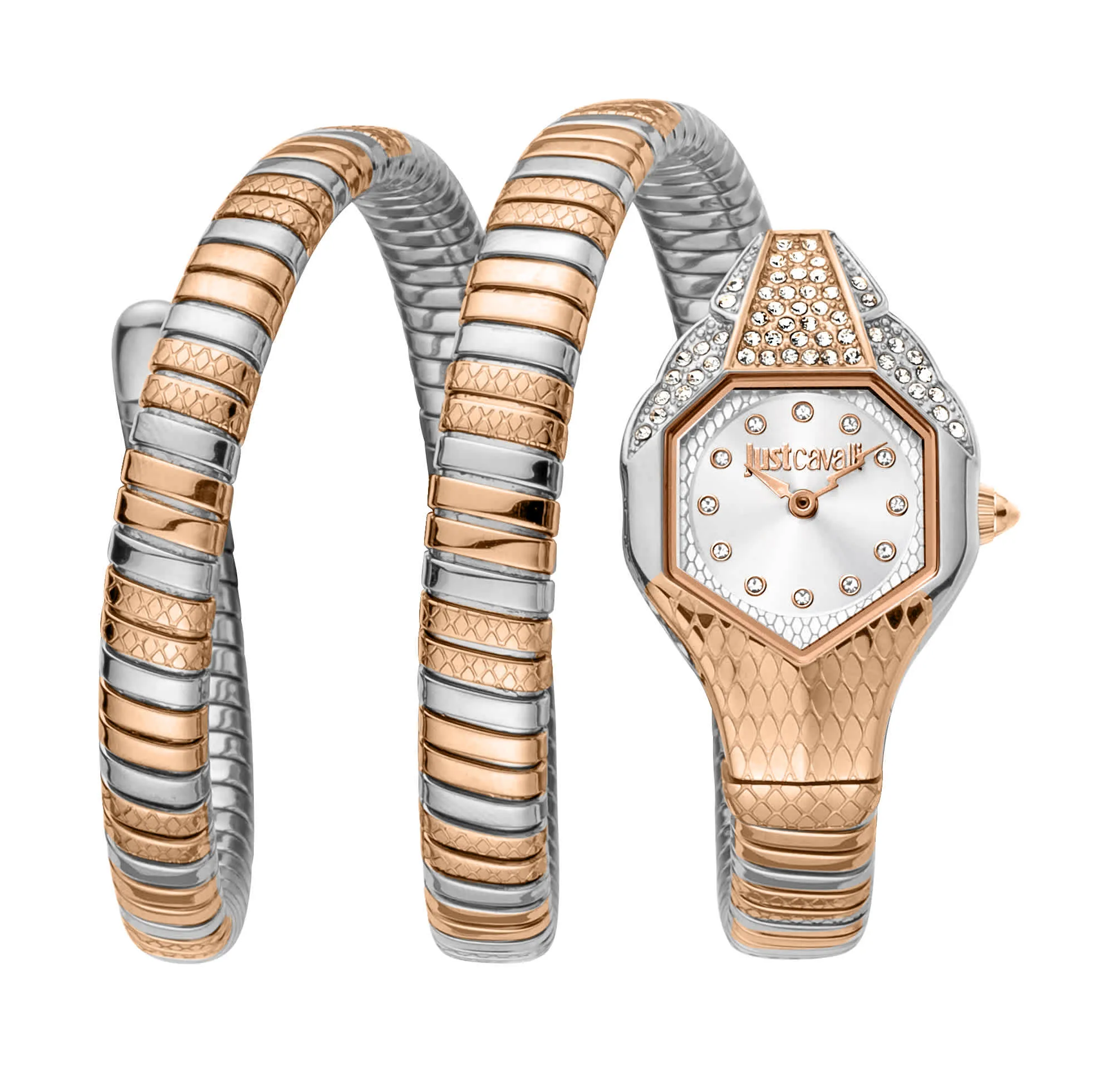 Just CAVALLI Women Watch, Two Tone Silver & Rose Gold Color Case, Silver Dial, Two Tone Silver & Rose Gold Color Metal Bracelet, 2 Hands, 3 Atm sold by Zulily product image thumbnail 3