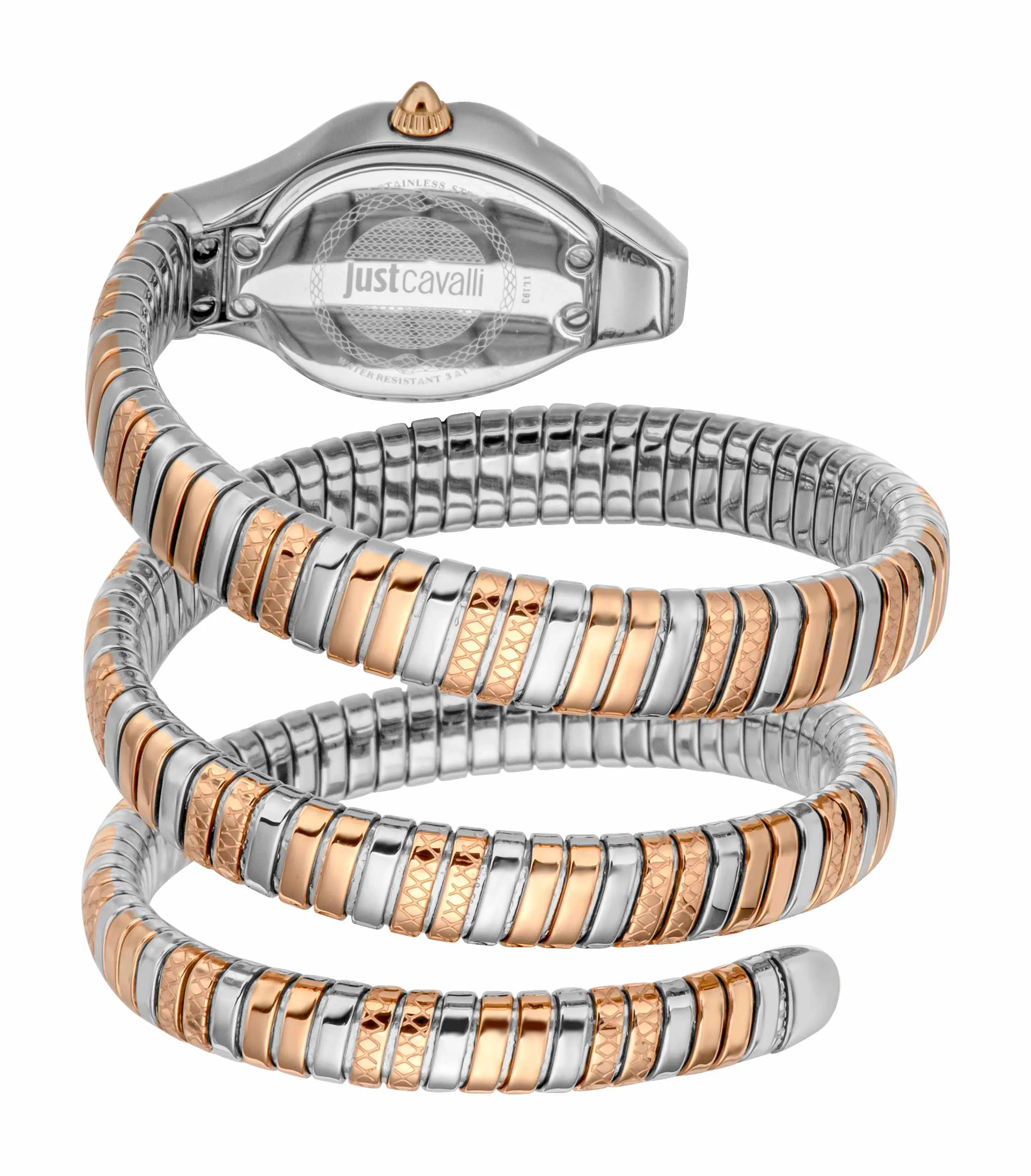 Just CAVALLI Women Watch, Two Tone Silver & Rose Gold Color Case, Silver Dial, Two Tone Silver & Rose Gold Color Metal Bracelet, 2 Hands, 3 Atm sold by Zulily product image thumbnail 4