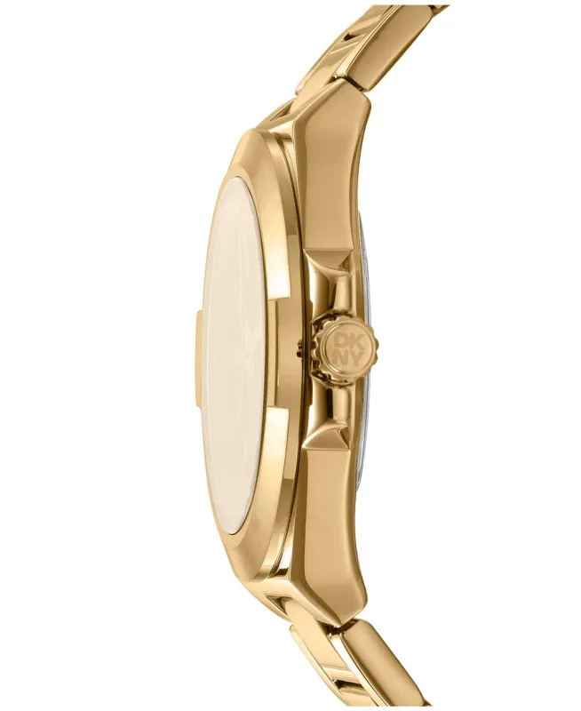 Dkny Men Watch, Gold Color Case, Black Dial, Gold Color Metal Bracelet, 3 Hands Date, 10 Atm made by DKNY