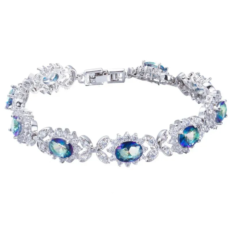Crystal Flower Silver Plated Bracelet made by Zulily