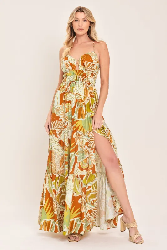 Amalfi Palm Goddess Woven Maxi Dress made by Flying Tomato