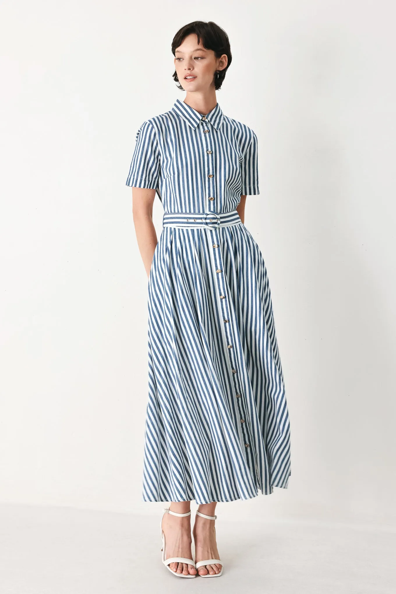 Coastal Muse Strip Woven Midi Shirt Dress sold by Zulily product image thumbnail 3