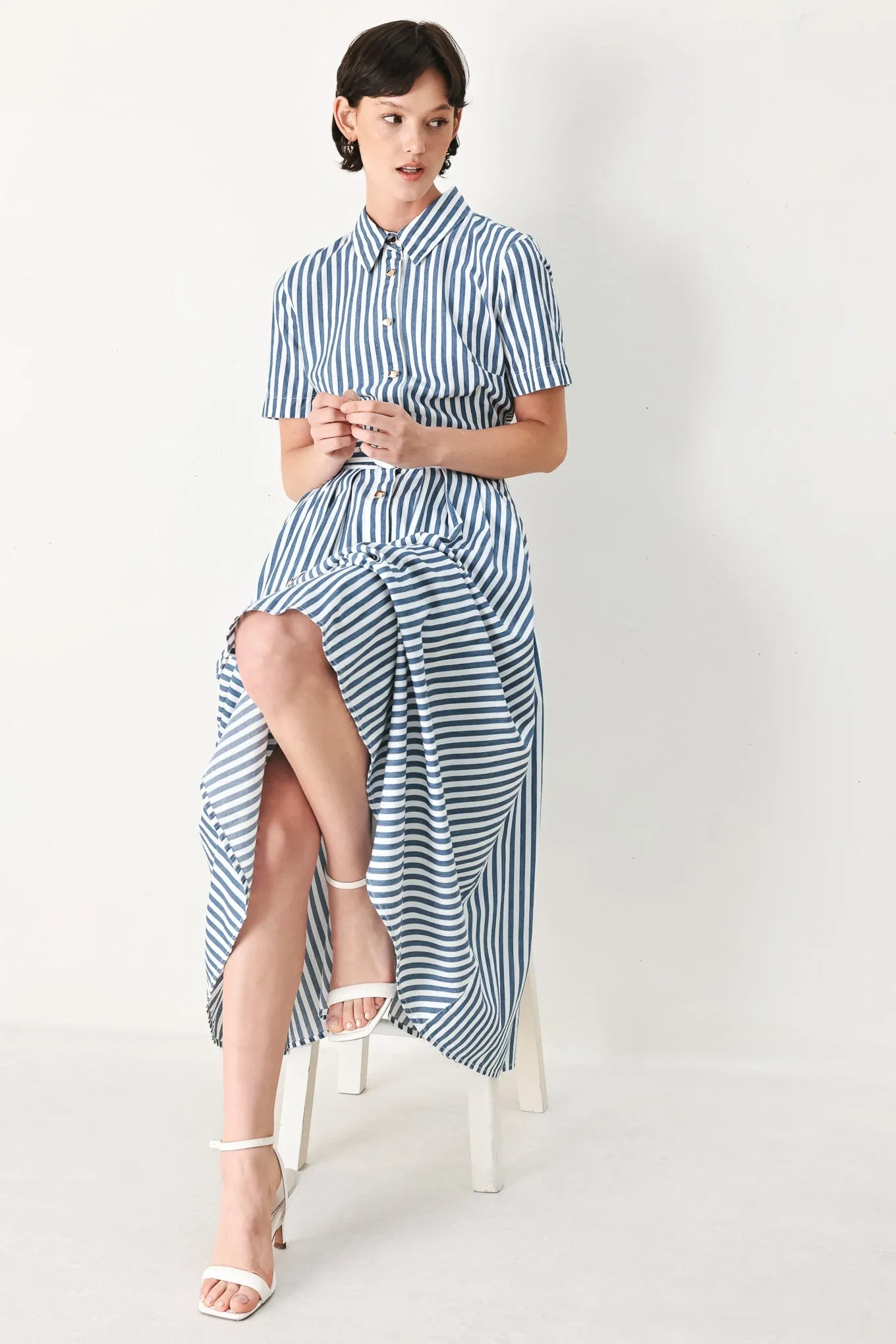 Coastal Muse Strip Woven Midi Shirt Dress sold by Zulily product image thumbnail 4